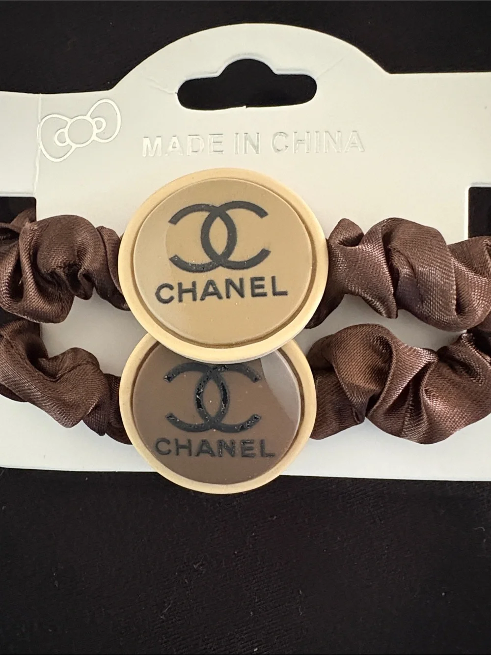 Fashion Satin Star and Round Scrunchie Set in Browns and Black